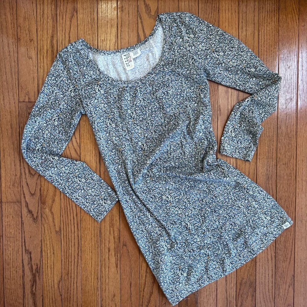 Billabong Green Floral Jersey Minidress  Long Sleeve Scoop Neck  Tagged L Fits S